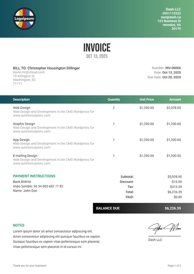 Invoice customization